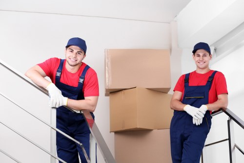 Removalists handling furniture and boxes for a Belgravia home move