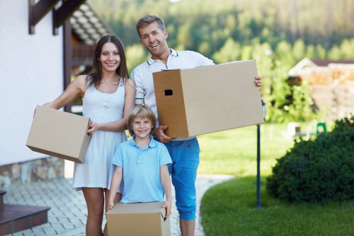 Organised moving boxes and packing supplies in a Belgravia property