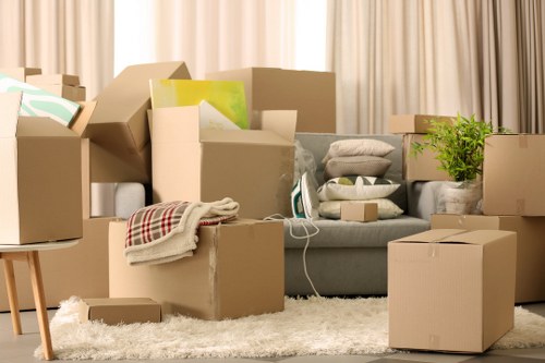 Furniture and boxes being loaded for a move in Belgravia